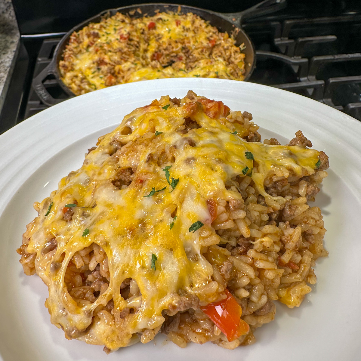 Cheesy Beef Enchilada Rice